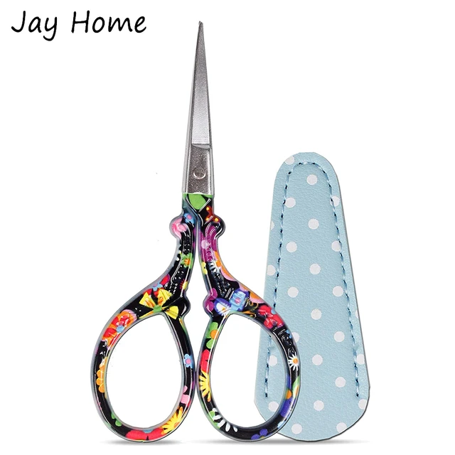 Small Embroidery Scissors Cross Stitch Knitting Sewing Scissors with  Leather Cover for Needlework DIY Craft Scissors - AliExpress