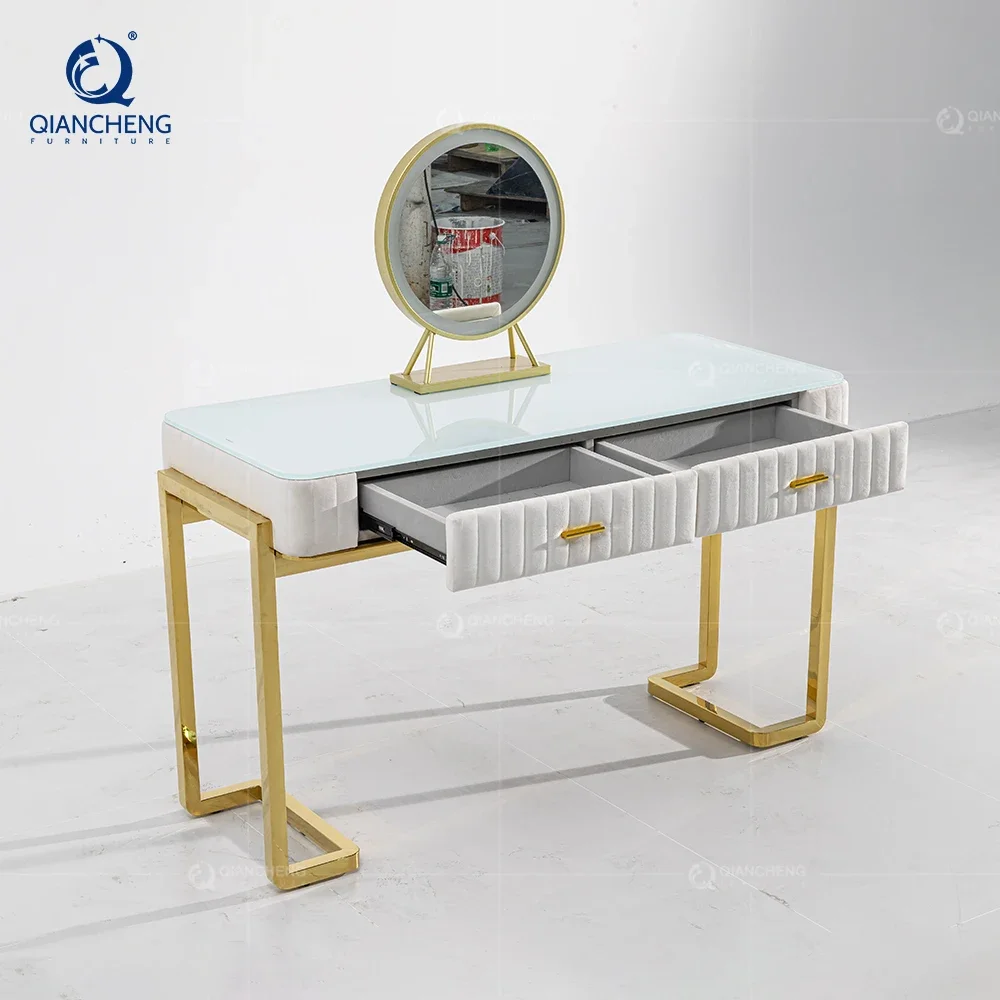 Minimalist Style Velvet Fabric Bedside Table With Strong Box Children's White And Gold Steel Bedside Cabinet With Table In China