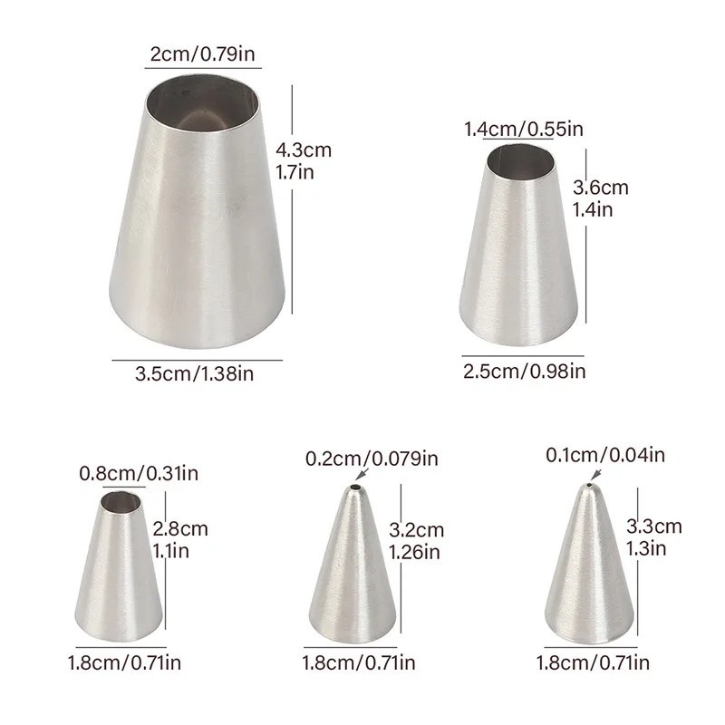 5Pcs/set Round Icing Piping Nozzles Baking Pastry Tip Tool Sugarcraft Fondant Biscuit Cake Decorating Bakeware Dessert Cake Tool cake decorating tip set cake icing nozzles baking nozzle set cake decorating nozzle set baking supplies