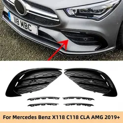 For Mercedes Benz X118 C118 CLA35 CLA Class AMG 2020 2021 2022 2023+ Front Bumper Lip Splitter Canards Fog Lamp Cover Grilles