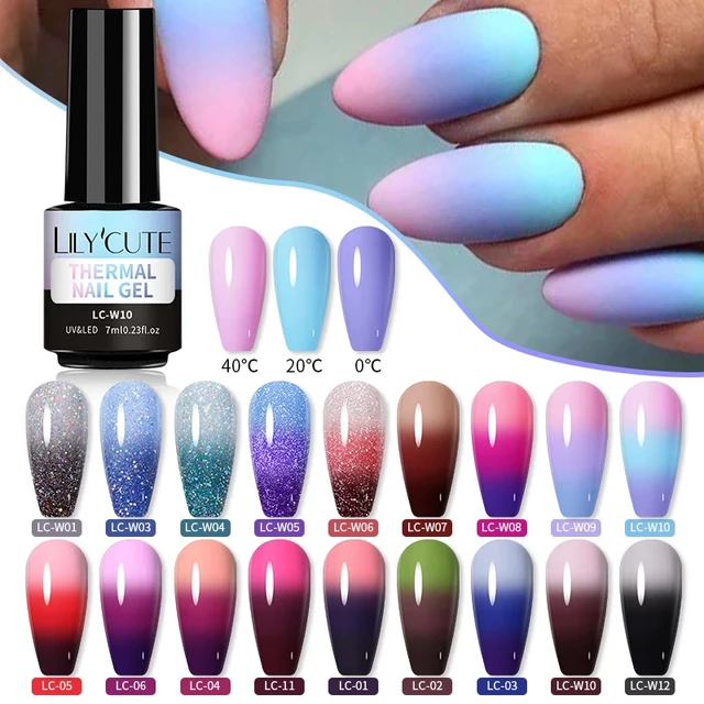 Lilycute Thermal Nail Gel Polish 3 Layers Temperature Shiny Color