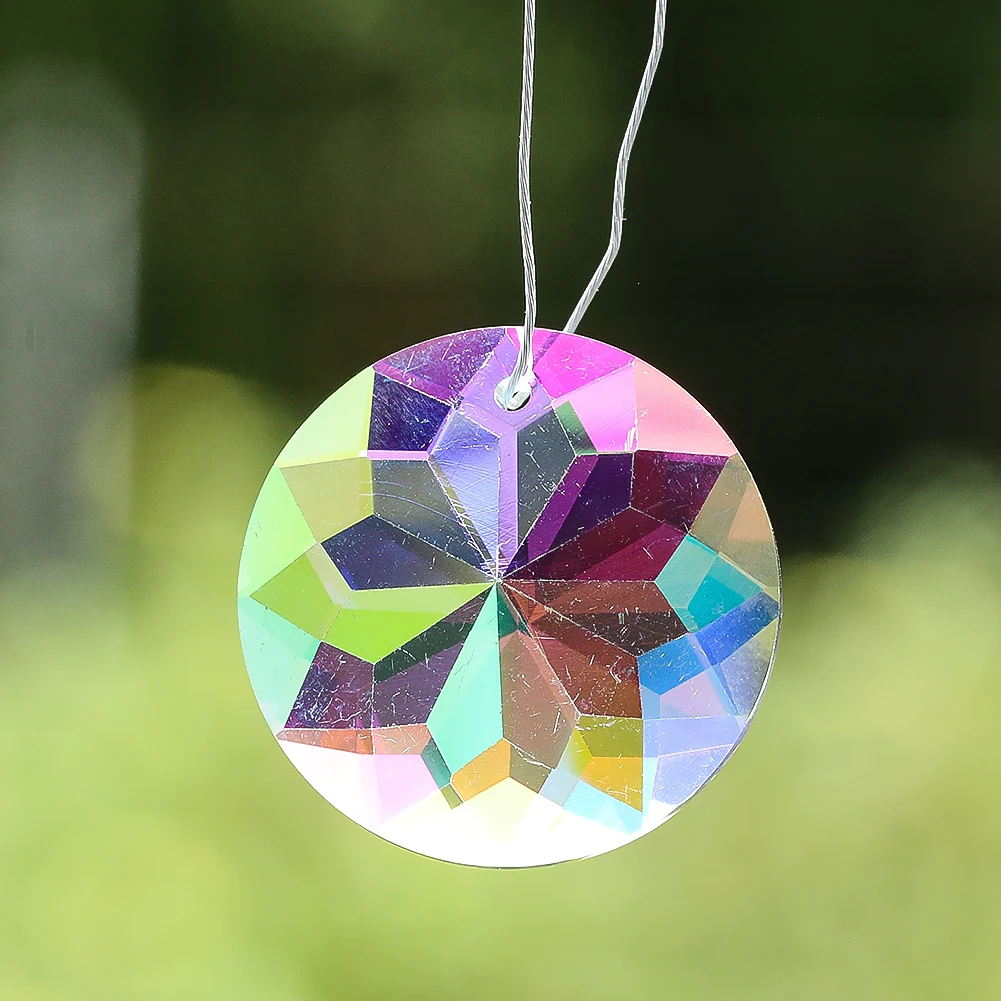 

30MM Faceted Prism Mandala Flower Polished AB Color Glass Crystal Pendant Rainbow Sun Catcher Dangle Aurora Chandelier Lamp Part