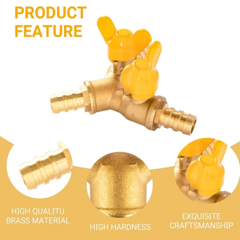 Upgraded 3 Way Hose Connector Y Shaped Brass Connector Versatile Metal Easy Installation for Garden Watering