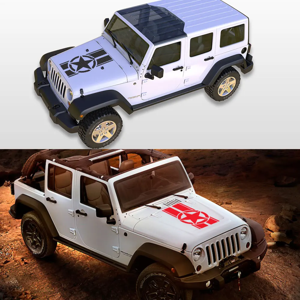 Auto Motorhaube Abdeckung Aufkleber für Jeep Renegade Patriot Wrangler JK L TJ Trail Hawk Rubicon Pentagramm Stil Vinyl Aufkleber Zubehör – Detail 4