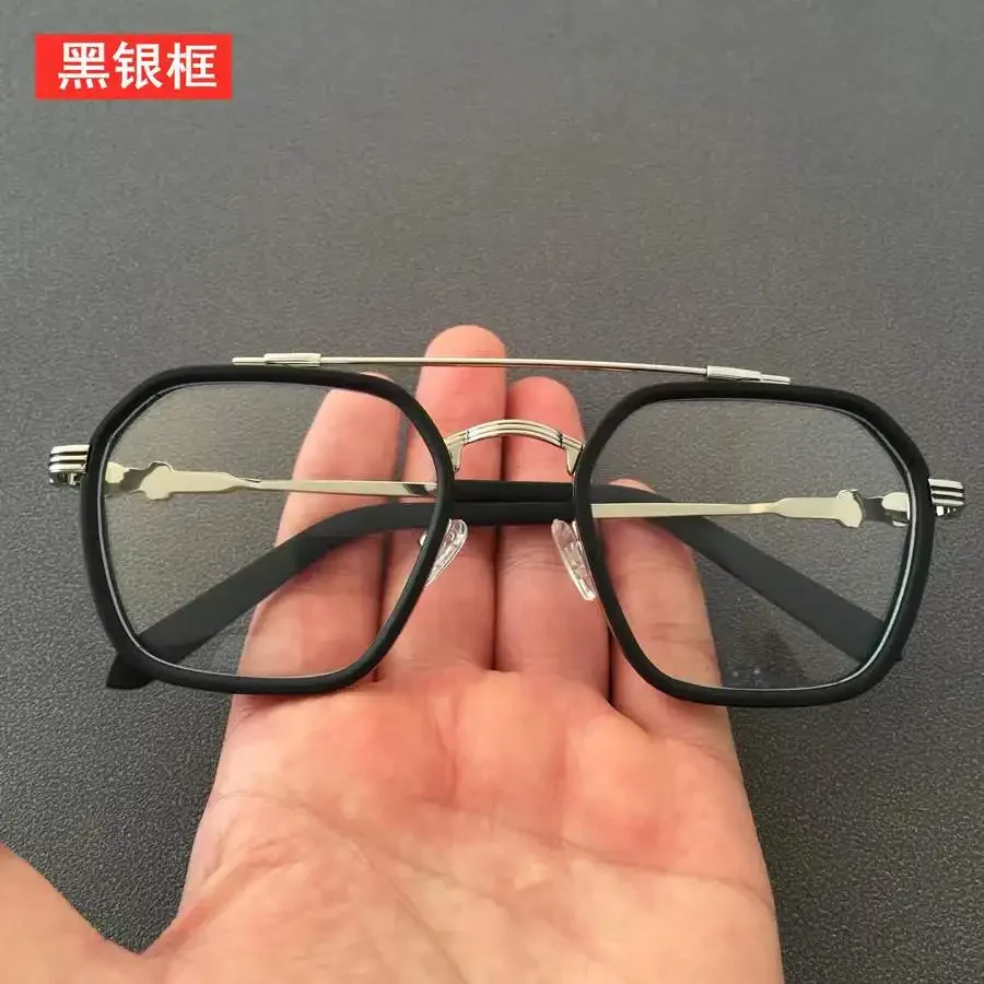 

William Chan Same Eyeglass Frame Male Fashion Sunglasses Big Face Wide Face Thick Brim Suit Glasses Frame Female BK