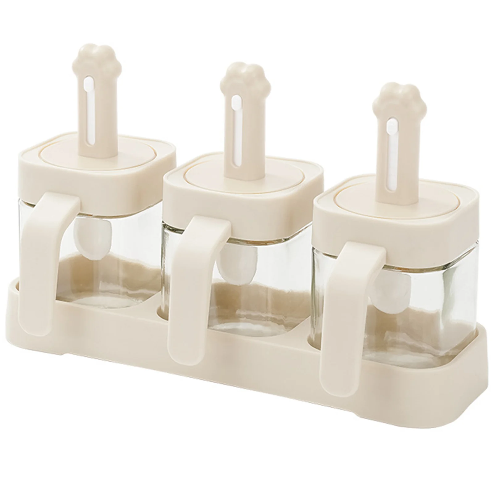 3 Piece Seasoning Bottle With Cat Claw Spoon Multipurpose Sealed Spice Jar Kitchen Supplies