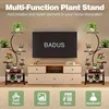 Metal Plant Rack Premium 8-Tier Adjustable Indoor Stand with Grow Lights & Wooden Shelves
