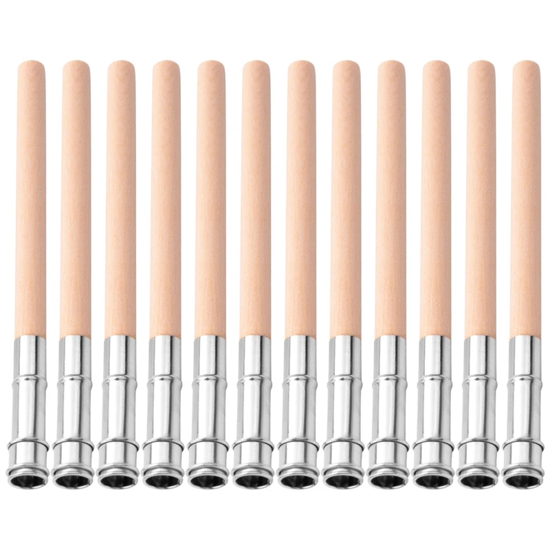 

12 Pieces Wooden Pencil Extenders Art Pencil Lengthener Crayon Extension With Aluminum Handle For School Office Supplies