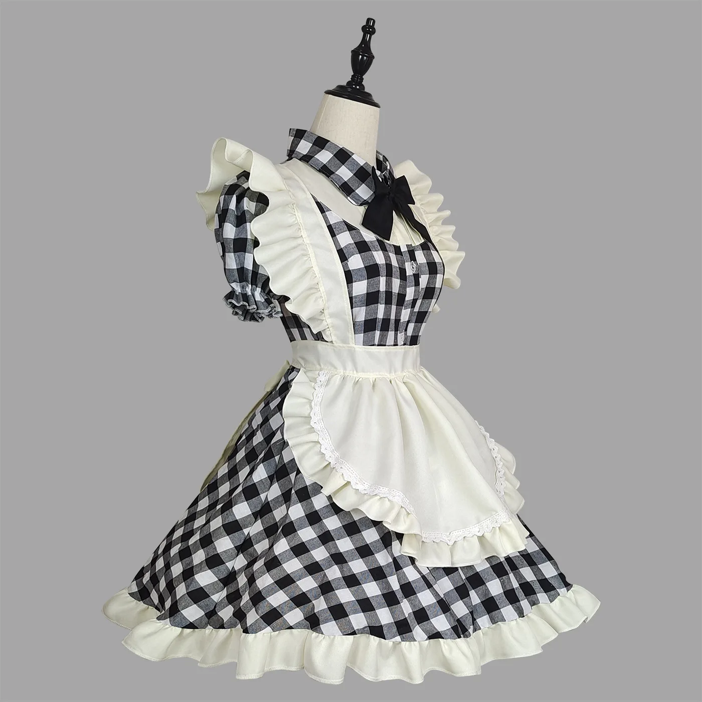 Plus Size Plaid Maid Cosplay Costumes Women Anime Halloween Apron Maid Outfits Lolita School Girl Kawaii Party Clothing 2022 New