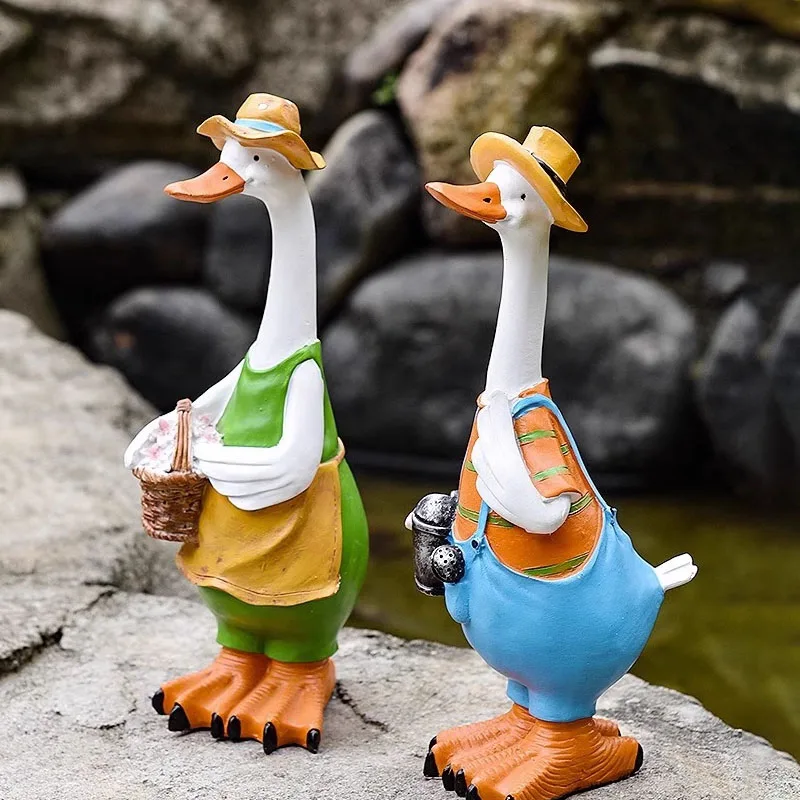 

Duck Ornaments Resin Artificial Duck Garden Sculpture Animal Statue Decoration Simulation Pond Decor Landscape Miniature Crafts