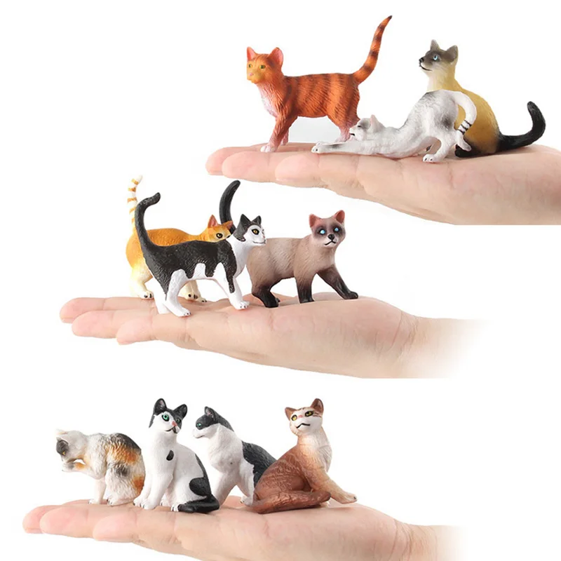 Simulation cat model set Play kitten model fake cat display animal black and white kitten toy 4