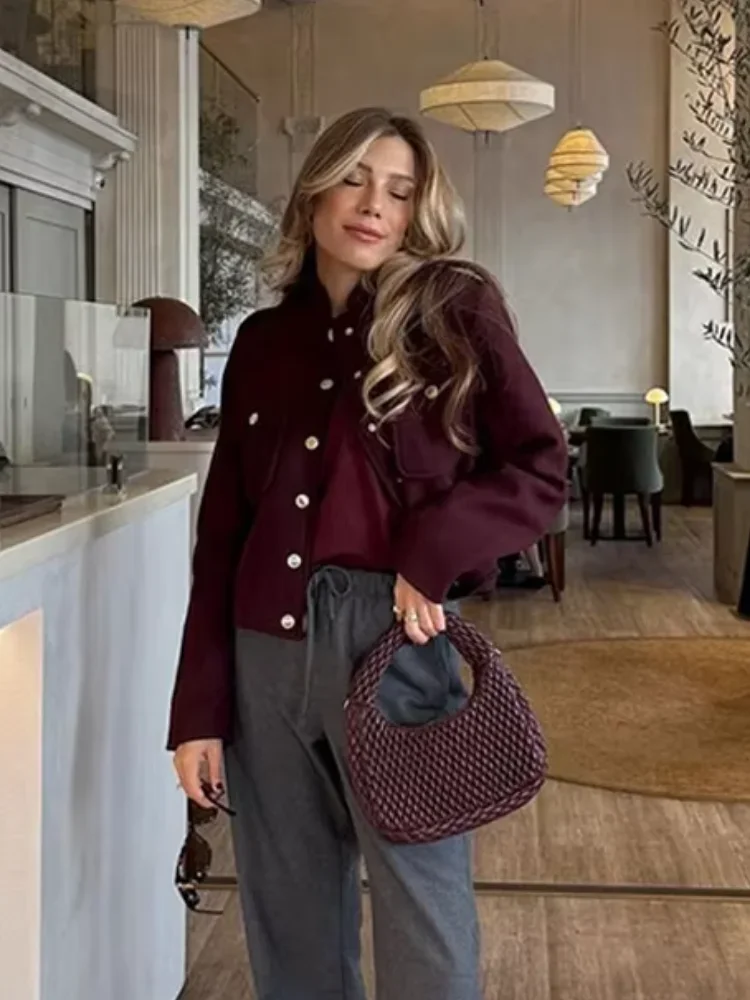 Autumn Elegant O Neck Long Sleeve Coat Female Fashion Single Breasted Pocket Jackets 2024 New Winter Office Lady Street Overcoat 3
