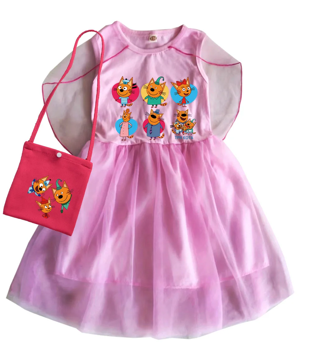 Russian Cartoon Happy Cats Costume for Kids - Three Little Kittens Summer Dress