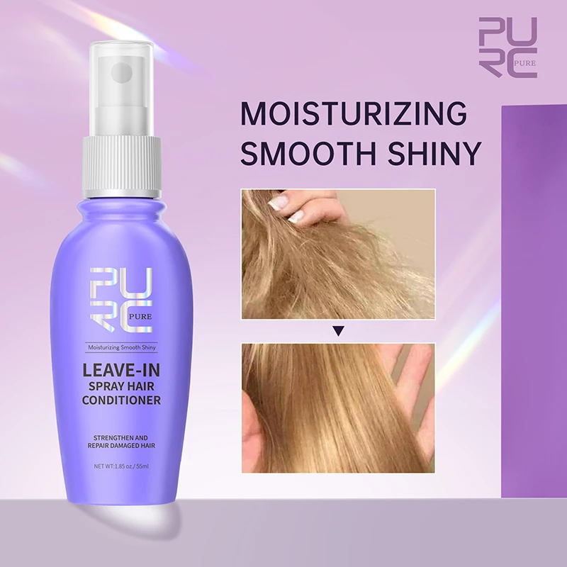 PURC aceite de coco Spray para el cabello sin enjuague alisador