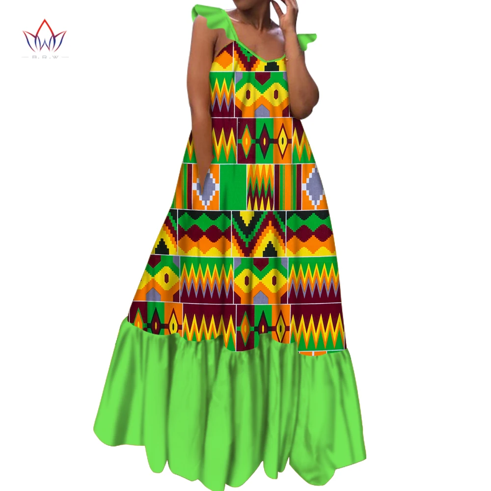 Disfraz africano de talla grande para mujer, vestido de fiesta largo de  lujo, sin mangas, con volantes, informal, Dashiki, WY5374, 2023