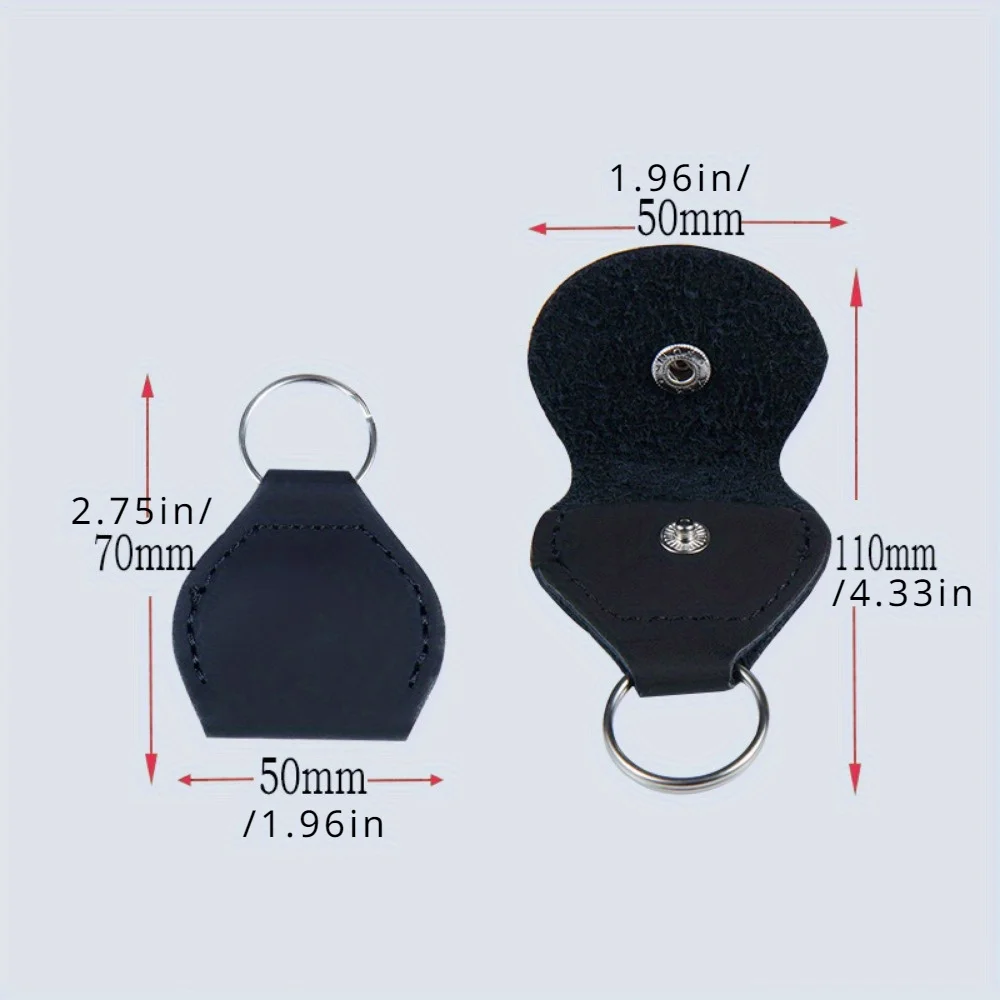 1Set Guitar Picks Keychain Holder Leather Plectrum Storage Pouch Bag Keyring Case for Electric Guitar Bass Ukulele