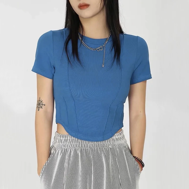 Camiseta de manga corta con cuello redondo y detalle de costura para | -