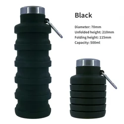 Compact Collapsible Silicone Travel Bottle - Portable and Versatile for Outdoor Adventures and Sports (Black)