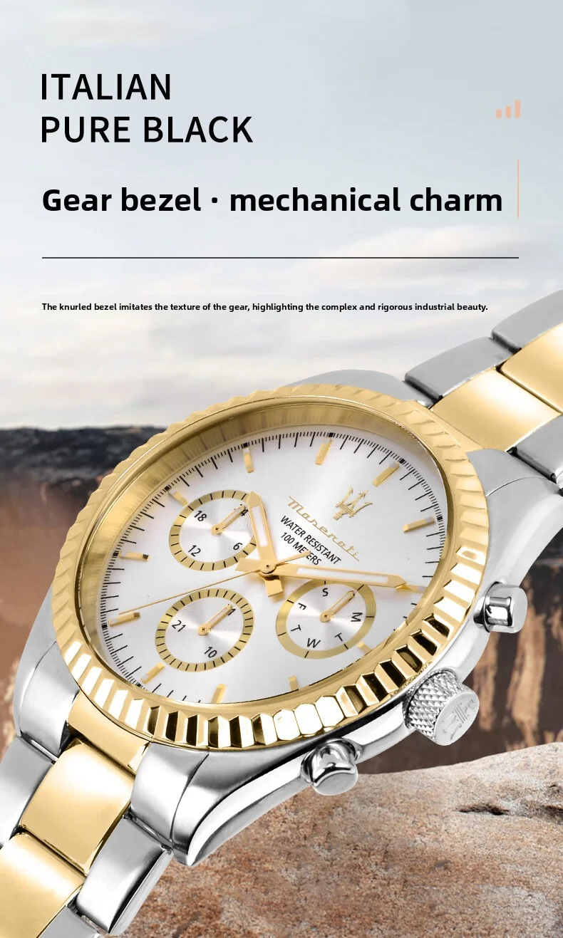 Original Maserati watches men's luxury gold fashion trend