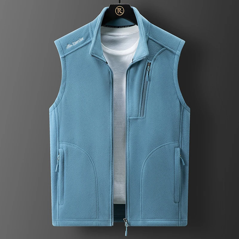 Men Polar Fleece Vests Outdoor Unisex Multi-pocket Warm Windproof Tactical Winter for Safari Hiking Ski Cargo Waistcoat heated jacket