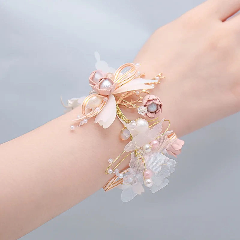 

Handmade Flowers Wrist Crosage Butterfly Bracelets Bridesmaid Wedding Accessories Bridal Wedding Wristbands