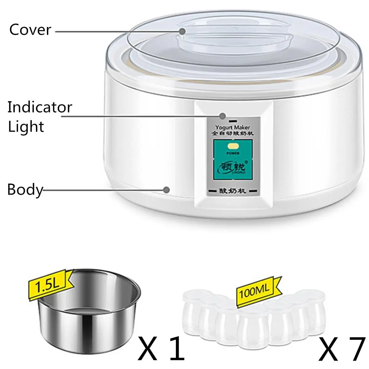 1.5L High Quality Stainless Steel Commercial Mini Electric Automatic Yogurt Maker Home Industrial Greek Machine Yogurt Maker