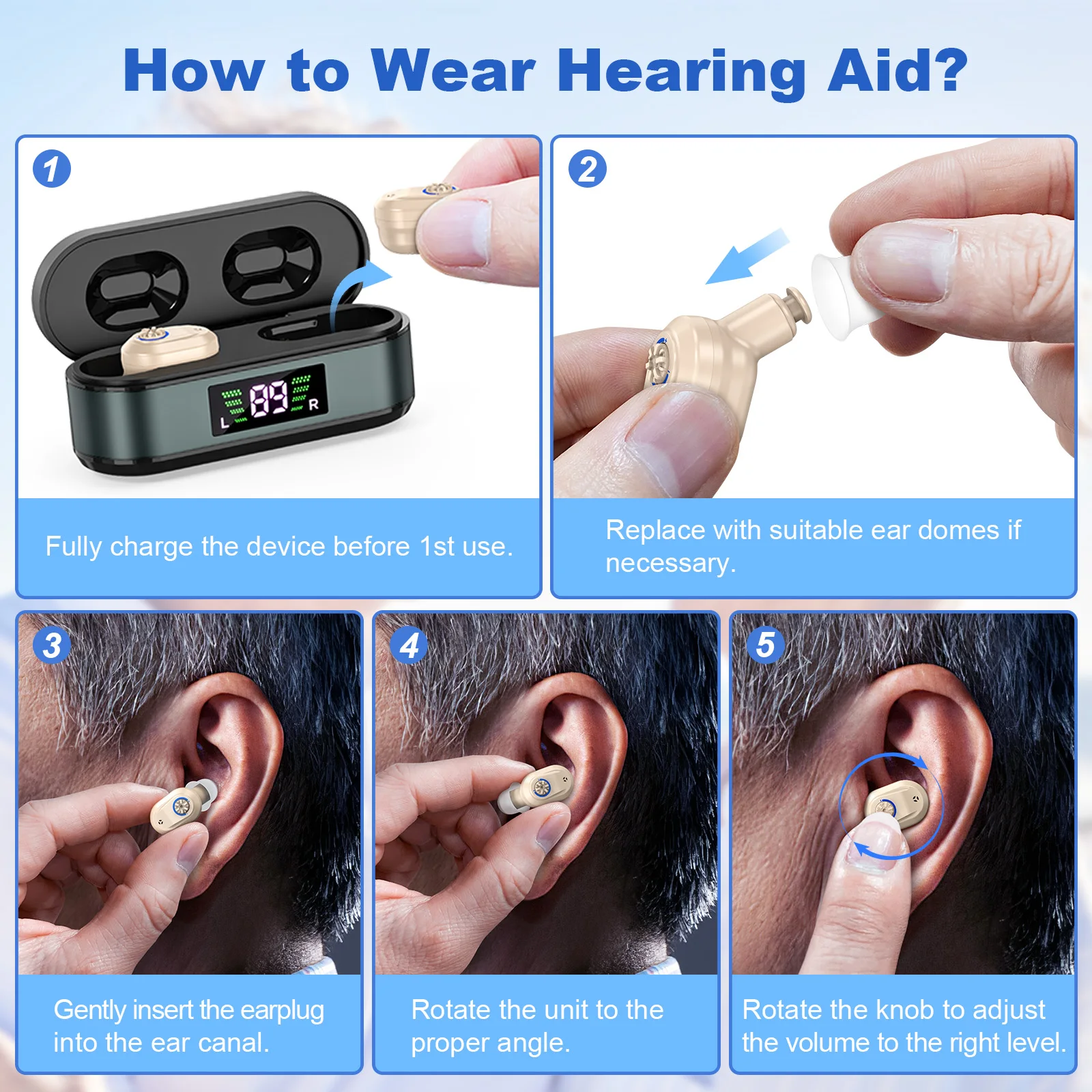 Rechargeable Portable Hearing Aids For Deafness Sound Amplifier Portable BTE Elderly Hearing Aid Invisible Hearing Amplifiers 4