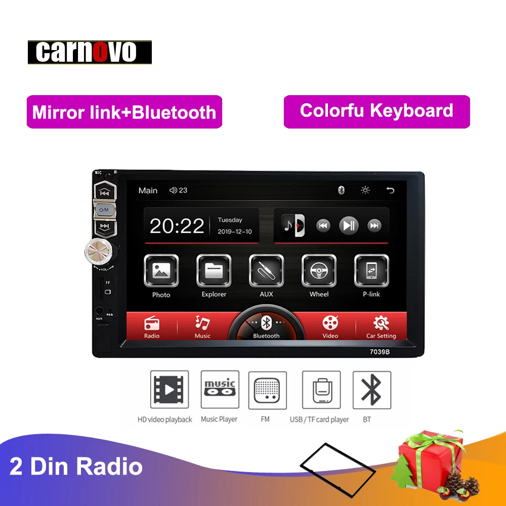 Camecho Radio de coche doble DIN estéreo para coche de 7 pulgadas, pantalla  táctil LCD en el tablero con soporte Bluetooth espejo