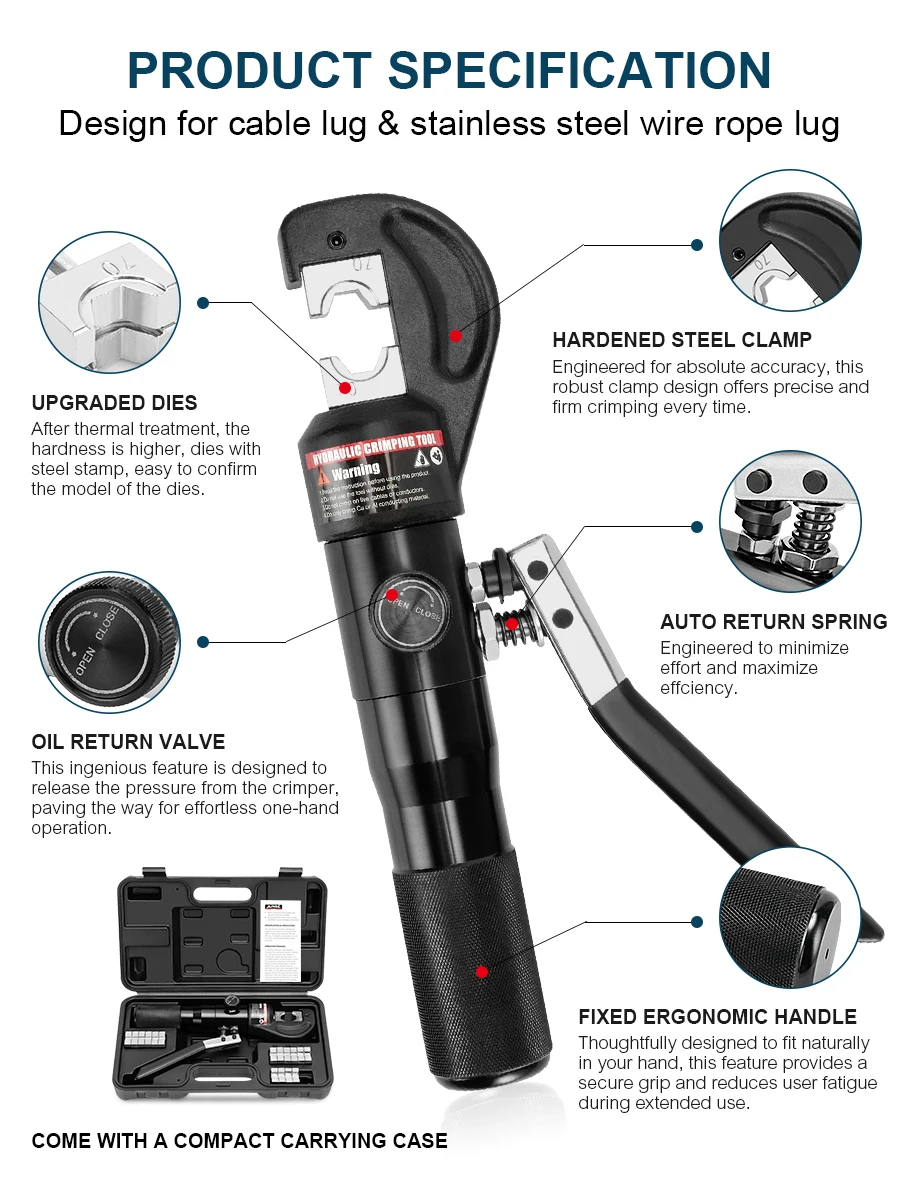 APRIL Hydraulic Crimping Tool YQK-70 Cable Lug Crimper Plier 4-70mm2 Compression Tool Pressure 5-6T Pressure hydraulic crimping tool