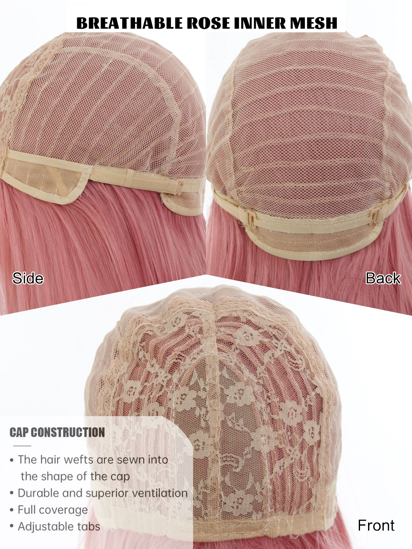 Pink Synthetic Straight Hair Wig For Women Cosplay