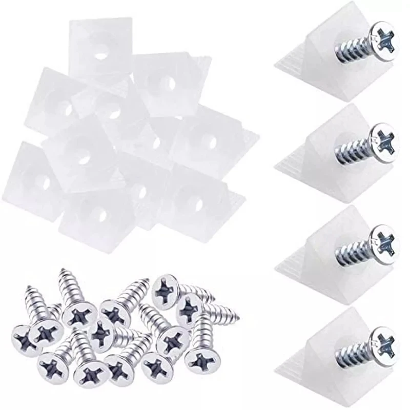 20/40/60/80pcs Drawer Wedges Screws Bottom Support Plastic Repair Cabinets Bookshelves Angle Code Bracket Fastener