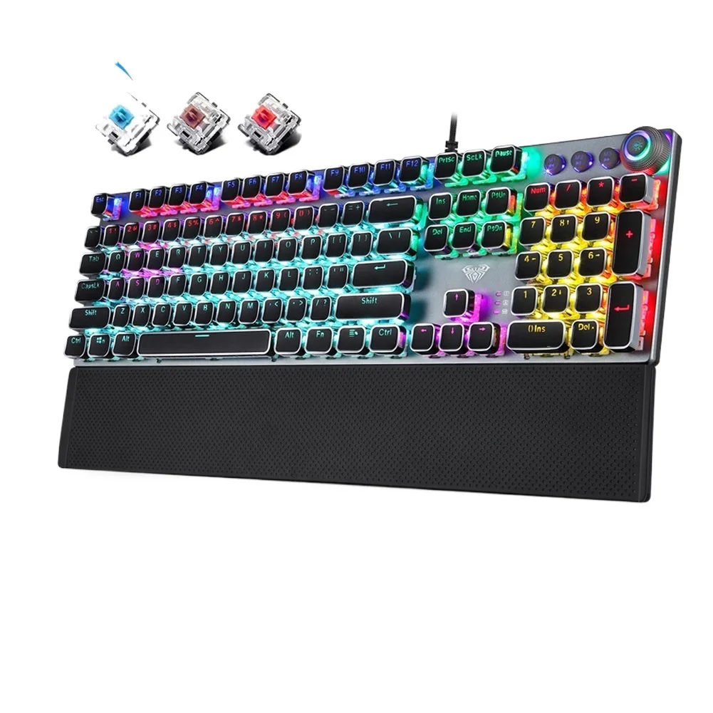 

New Gaming Mechanical Keyboard Retro Square Glowing Keycaps Backlit USB Wired 104 Anti-ghosting Gaming Keyboard for PC laptop