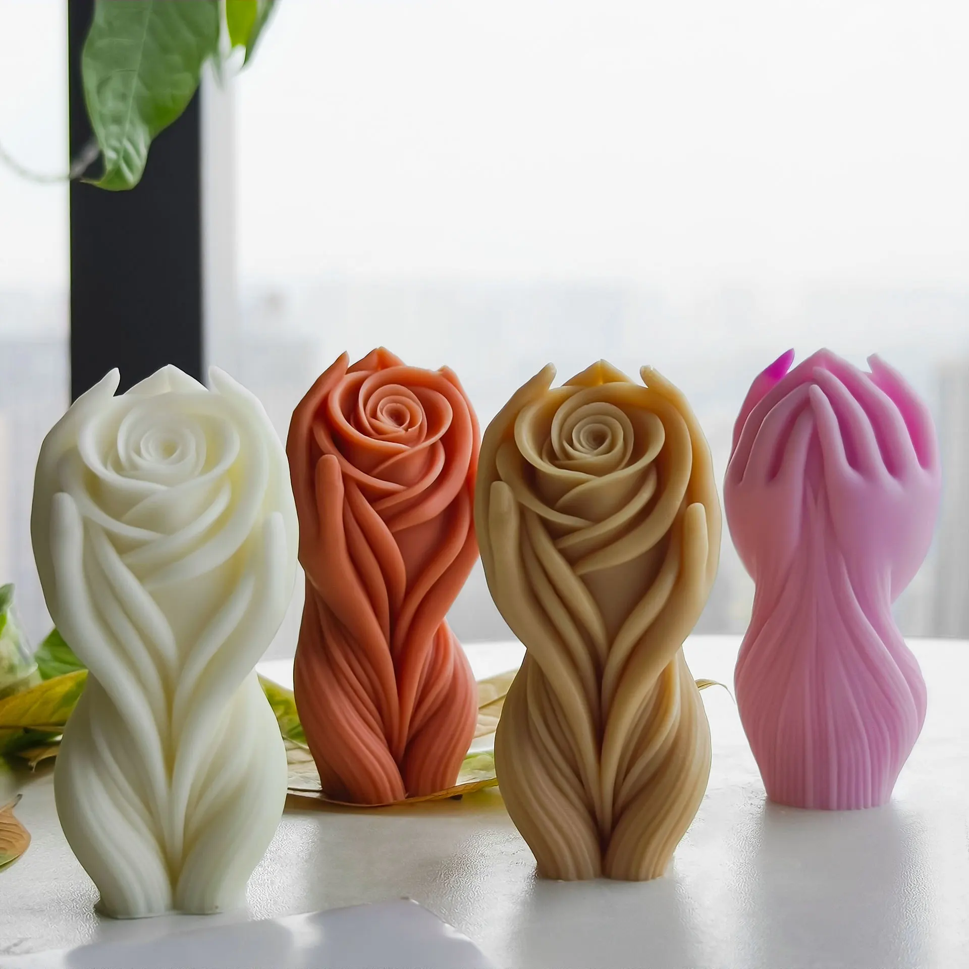 DIY Hand Holding Rose Flower Mold Hand Flower Candle Silicone Mold Aromatherapy Plaster Ornaments Exquisite shape silicone mold silicone candle mold aromatherapy candle mold silicone candle molds candle mold