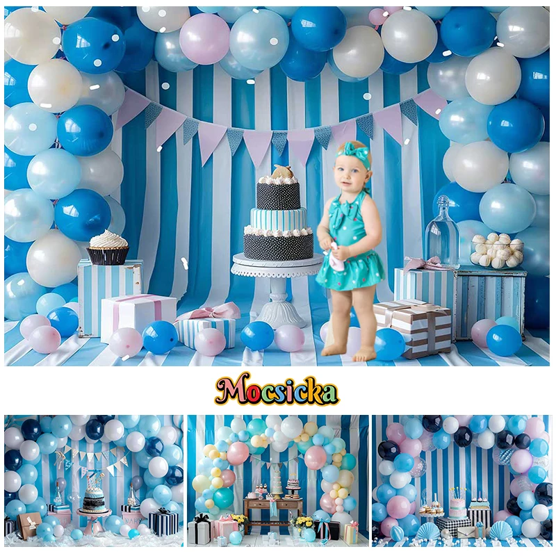 

Mocsicka Photography Background Cake Smash Birthday Party Kids Portrait Arch Balloon Cake Gift Box Decor Backdrop Photo Studio