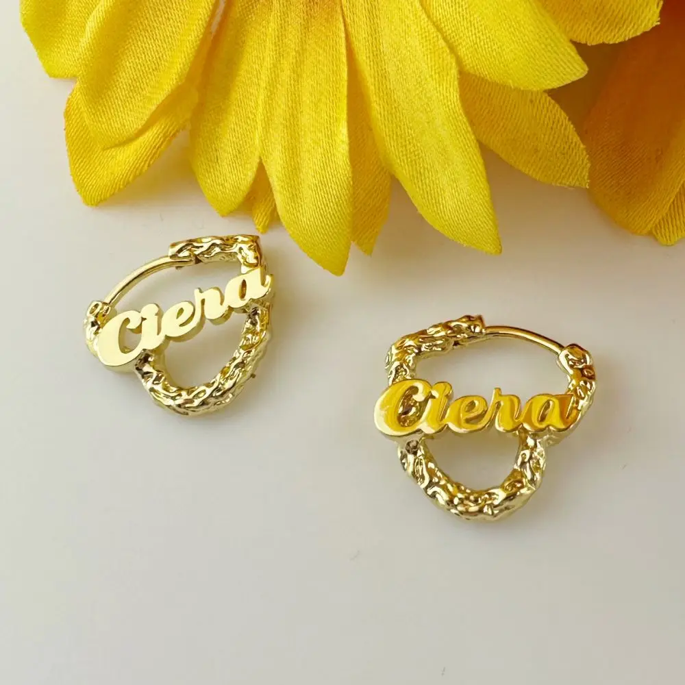 2023 New Personalized 18mm Heart Shape Earring Custom Name Baby Girl Earring For Kids Birthday Jewelry Gifts