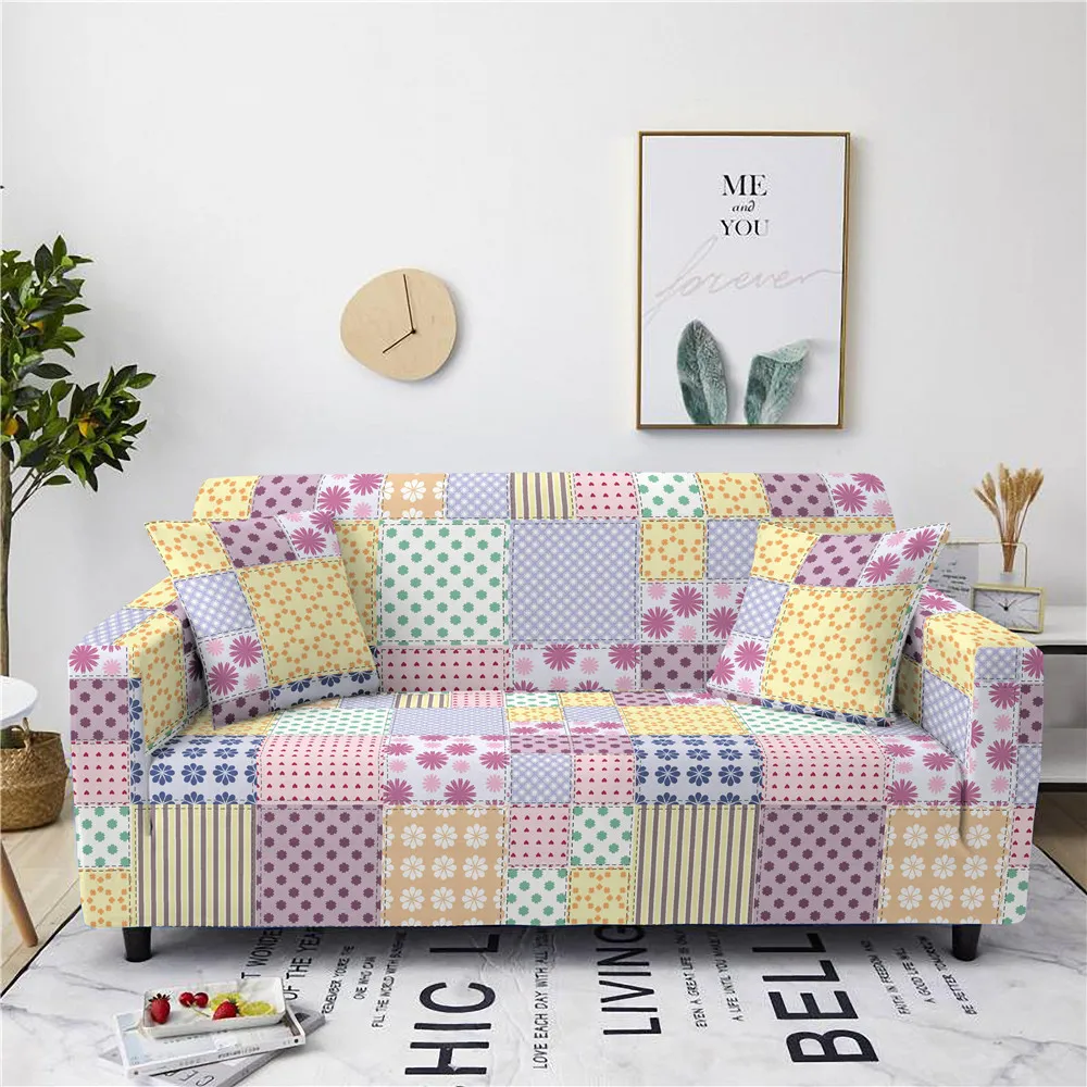 Fundas de sofá con patrón geométrico, cubierta elástica de poliéster
