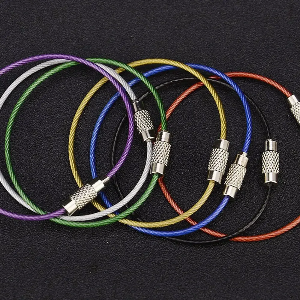 EDC Keychain Stainless Steel Carabiner Key Holder Outdoor Tools Wire Keyrings Cable Rope Screw Locking Key Chain 5Pcs whistle keychain keychain tool tactical keychain keychain carabiner keychain charm key ring
