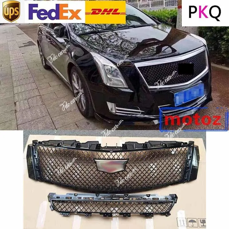 

For Cadillac XTS 2013-2017 Car Mesh Front Bumper Upper Lower Mask Radiator Grille Racing Grills Cover 2PCs