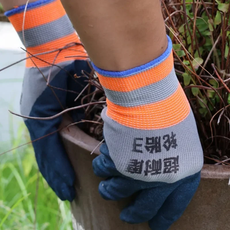 Rubber Impregnated Non-slip Gloves Men Anti Fouling Hard Wearing Work Glove Anti Dirty Workshop Factory Sturdy Nylon Work Gloves