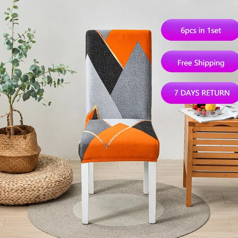 

6pcs Chair Covers for Dining Room Office Home Hotel Chair Cover with Back Floral Seat Christmas Kitchen Cover Chairs Protector