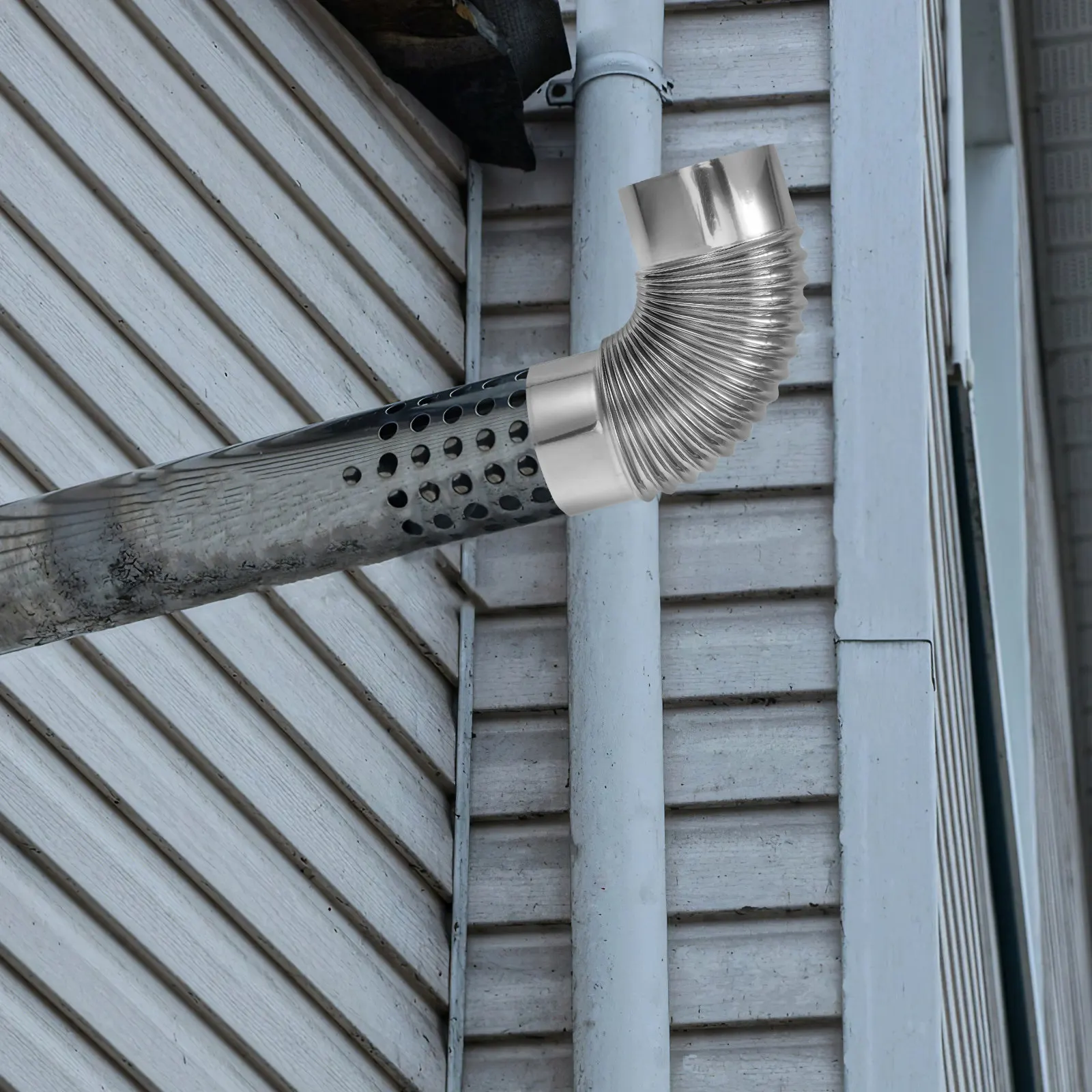 2개 스테인리스 스틸 주름관 엘보 파이프, 스토브 파이프 굴뚝 배기 난방 스토브 통풍 호스 교체용 엘보 통풍 튜빙