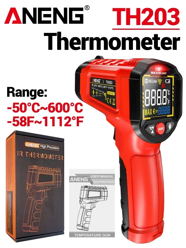 Infrared Thermometer -50~600℃ Digital Temperature Meter Non-contact Pyrometer Te