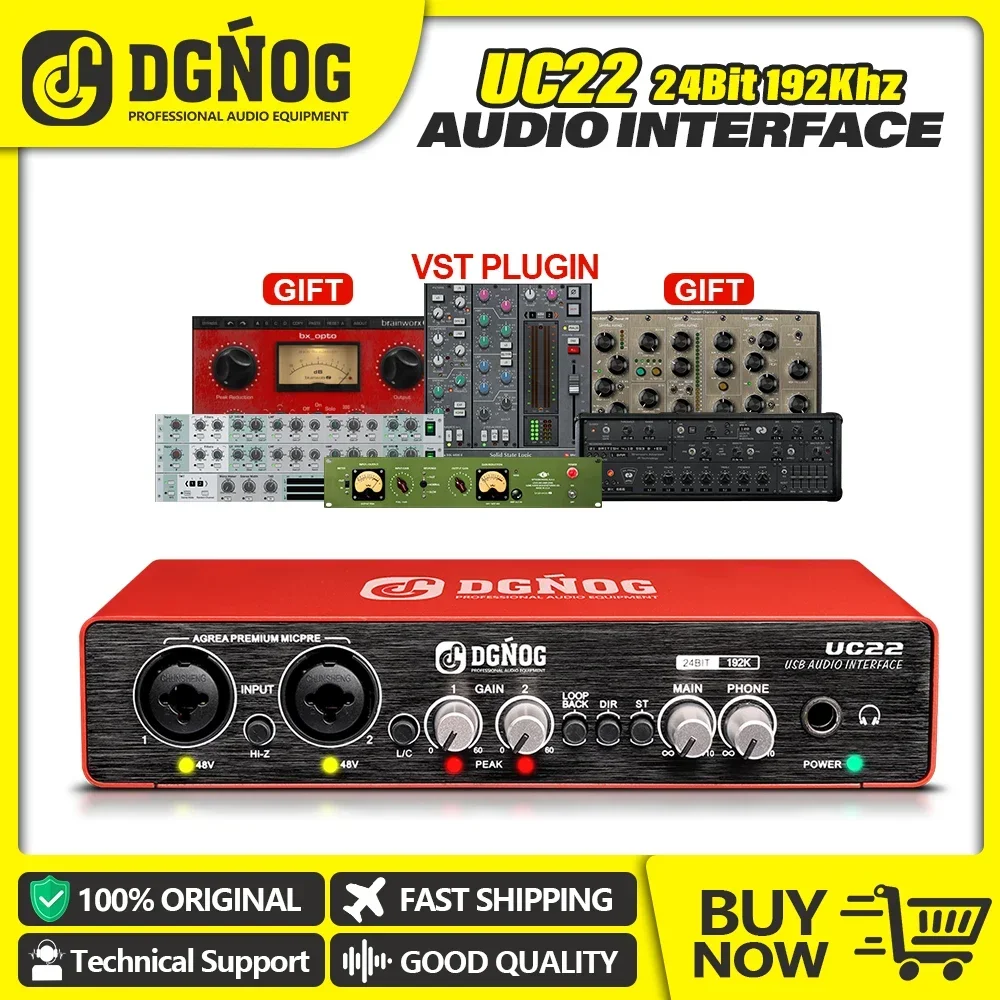UC22 Audio Interface Sound Card With USB 3.0 Monitor Guitar.