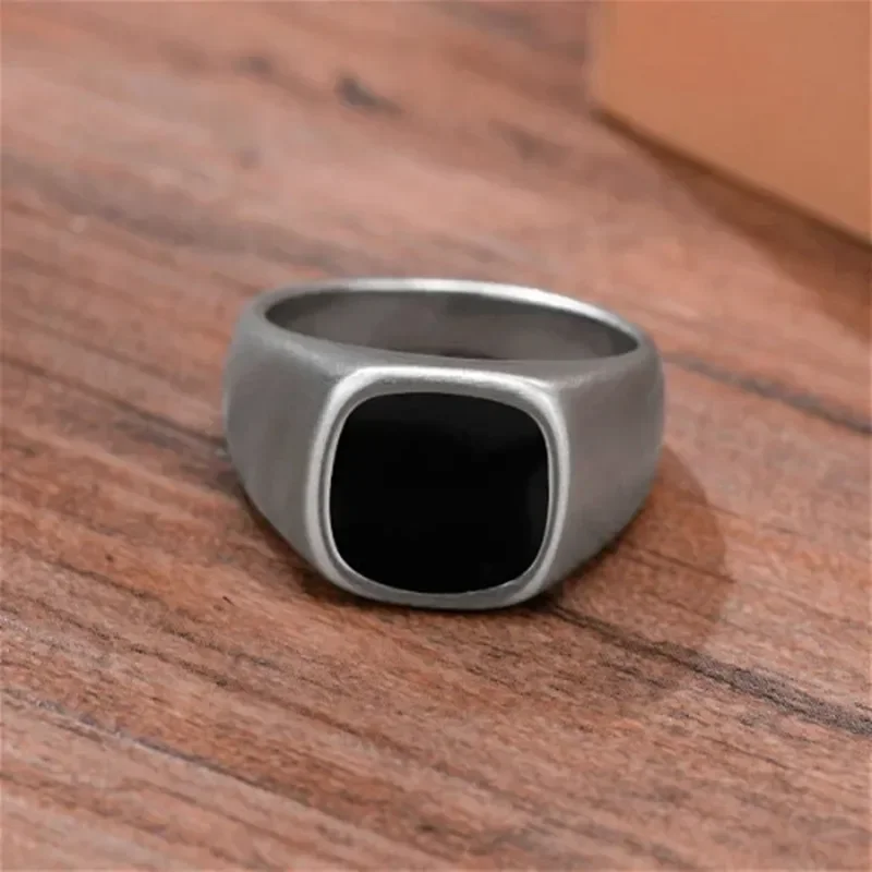 Anello da uomo - Anello con sigillo in oro 18 carati - Anello in onice nero - Anelli in argento per uomo - Anello da mignolo in oro da uomo - Anello