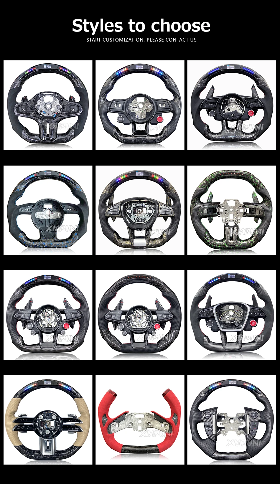 "Customized LED Carbon Fiber Racing Steering Wheel for Audi Models A1, A3, A4, A5, S3, S4, S5, RS3, RS4, RS5, RS6, RS7 (2012-2016) - - Racext 51