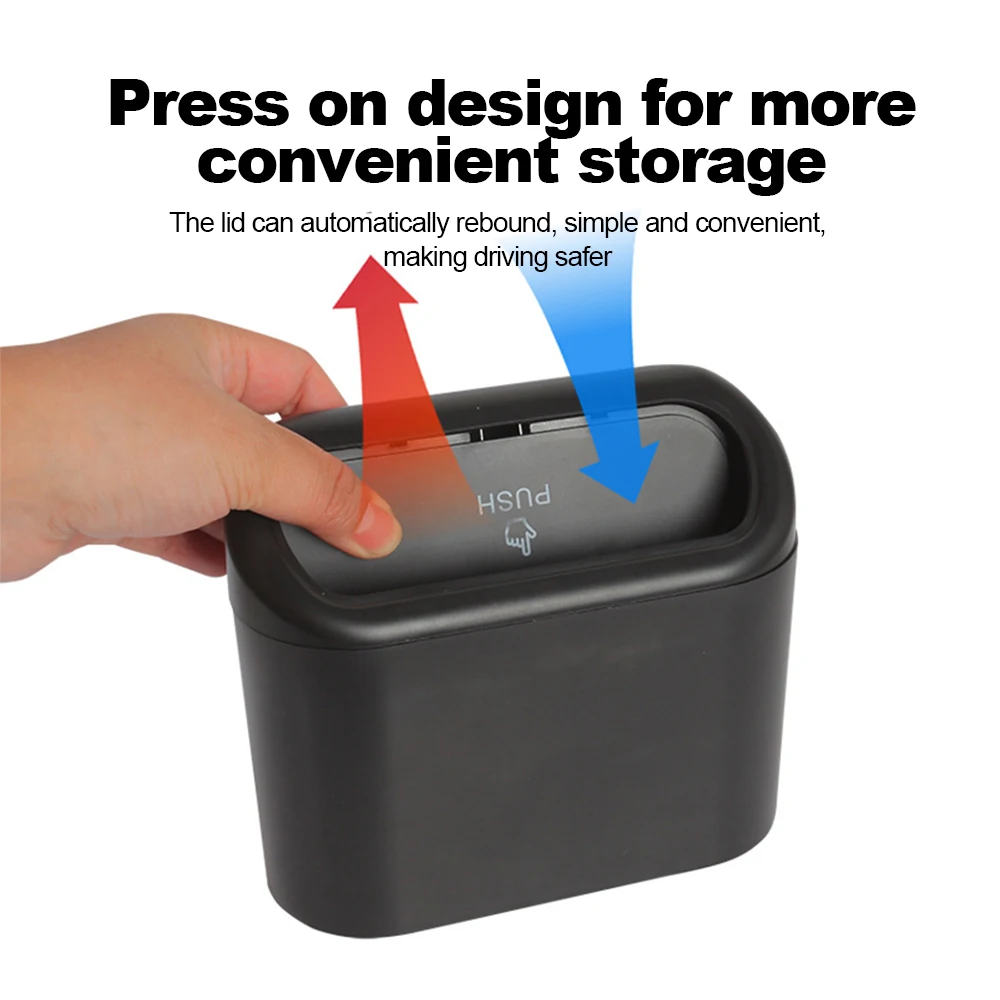 Car Trash Can Portable Hanging Car Interior Storage Trash Wastebasket with Lid for Office Home Auto Storage Bin Accessories