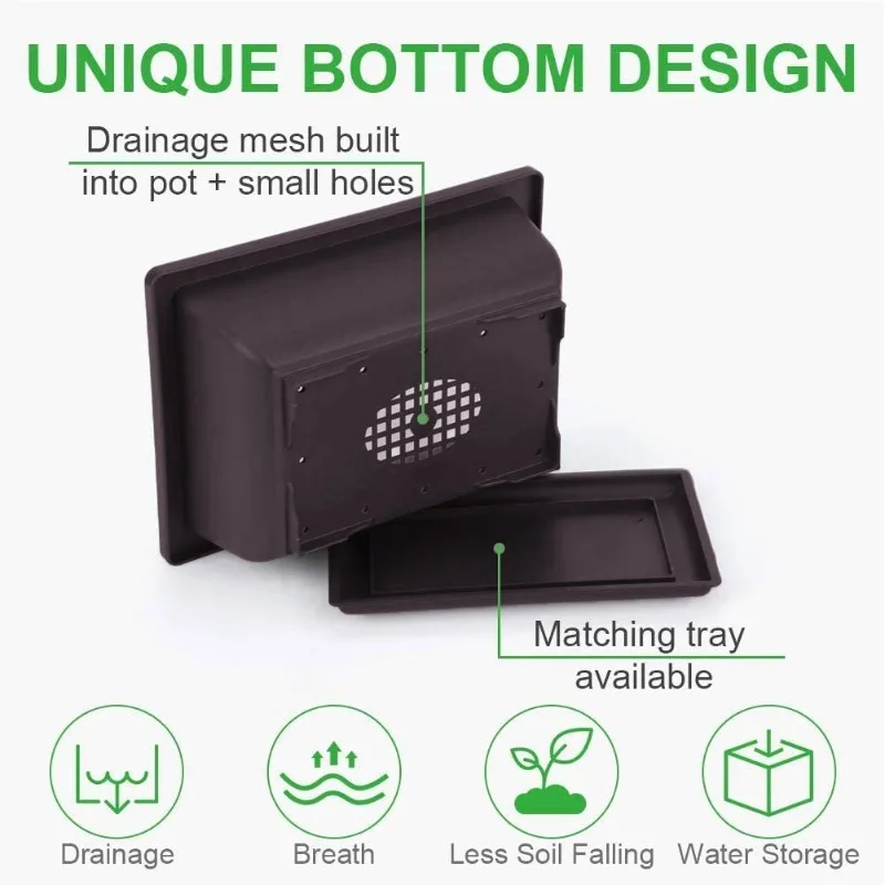 5Sets Plastic Plant Pots With Square Trays For Flower Succulent