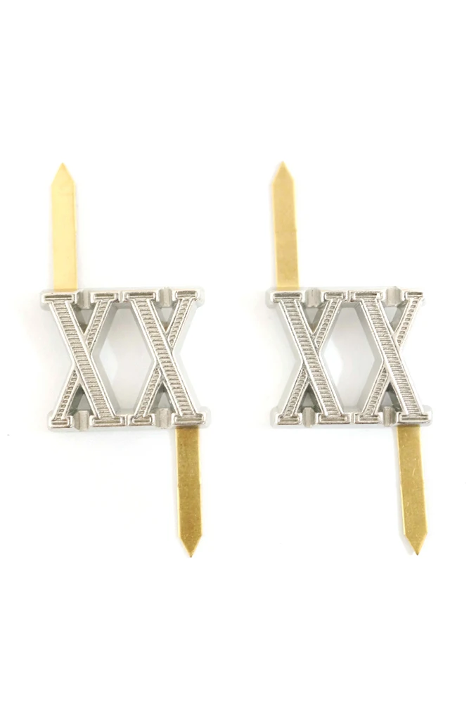 

WWII German Shoulder Boards cyphers Silver XX Danzig 18mm 2pcs