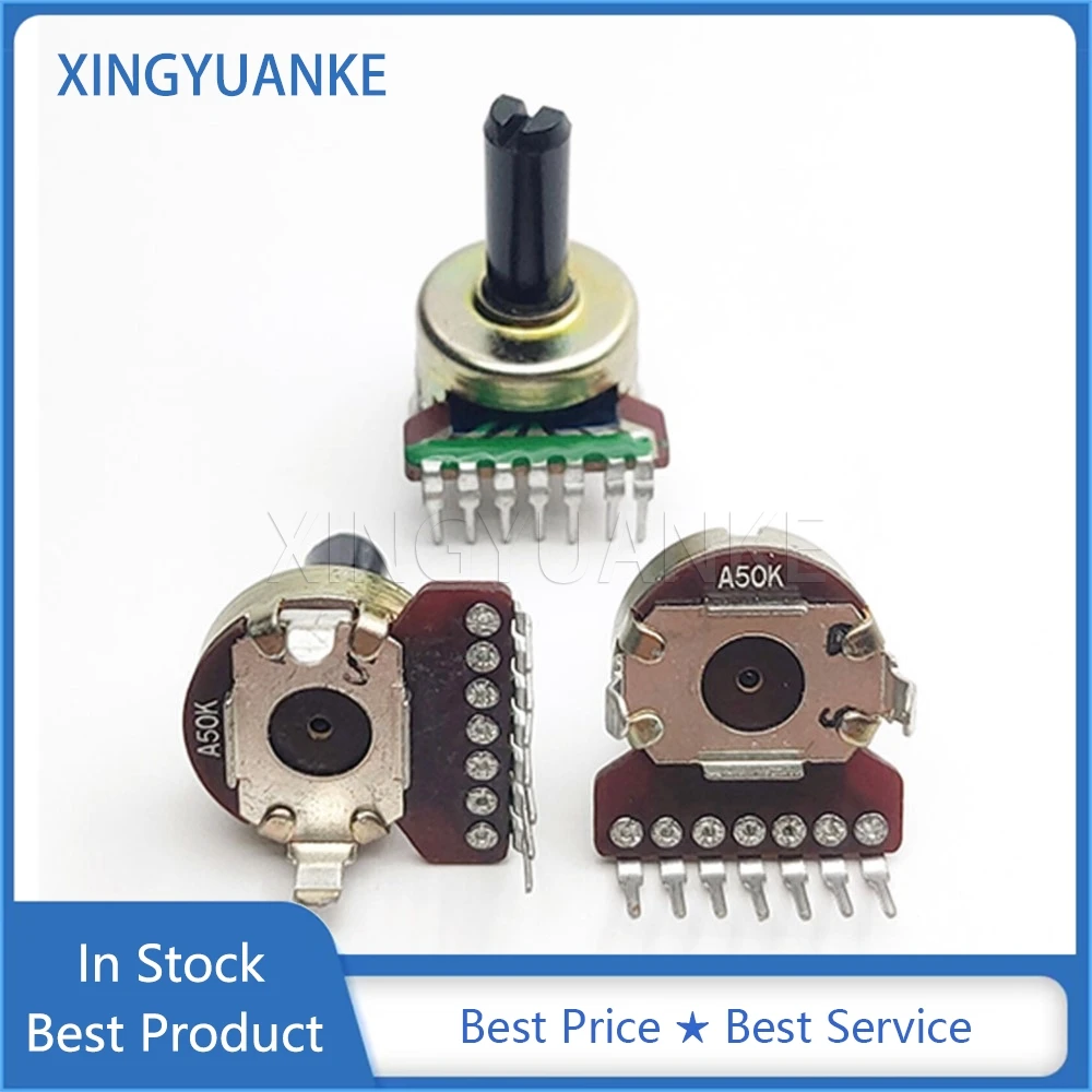 2PCS 7 Bent Foot Half Shaft Length 15MM 161 Rotary Potentiometer Dual A50K / A503 Dual Channel Amplifier Volume Potentiometer