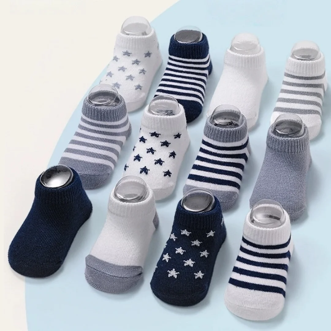 12Pairs/Lot Baby Socks Set Casual Toddler Boy Girl Clothes Accessories 0 To 5 Yrs Kid Short Sock Non Slip Breathable Bebe Stuff